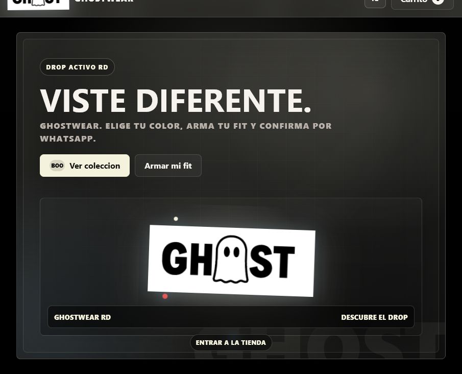 Vista real de la tienda GhostWear